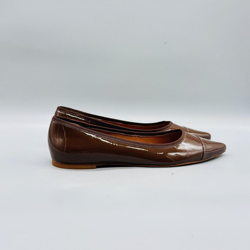 Rebecca Allen Shoes Womens 9.5 Brown Patent Leather Ballet Flats The skimm
